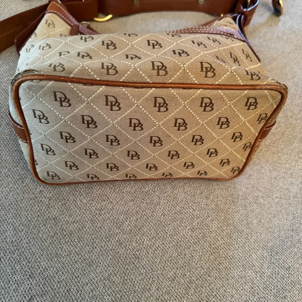 Vintage Dooney & Bourke Canvas & Leather Hobo Shoulder Bag Equestrian Style